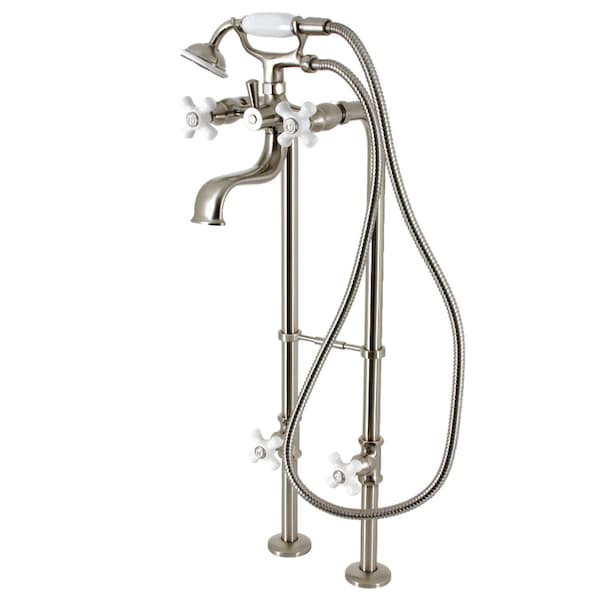 Kingston Brass CCK226PXK8 Freestanding Clawfoot Tub Faucet Package with Supply Line, Brushed Nickel CCK226PXK8 - main